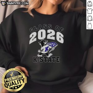 Alt Text: Premium NCAA K-State Wildcats Class of 2026 sweatshirt in purple, featuring team logo and cozy design for fans.