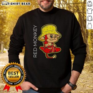 Good Red Monkey Angry Sweatshirt featuring a playful red monkey graphic, perfect for casual wear and animal lovers.