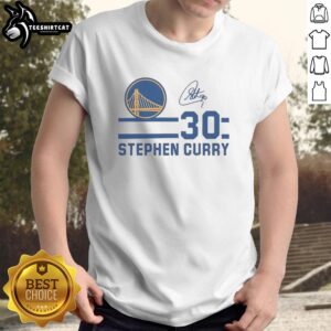 Stephen Curry Golden State Warriors signature name and number t-shirt in blue, perfect for fans and collectors.