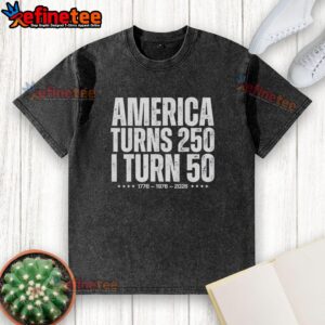 50th Birthday Washed T-Shirt celebrating America's 250th anniversary in 1976, perfect for turning 50 in style.