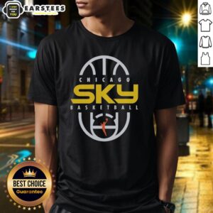 Alt Text: Official Chicago Sky Basketball 2026 On-Court Authentic Practice Logo T-Shirt featuring team colors and logo design.