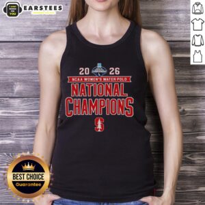 Stanford Cardinal victory tank top celebrating the 2026 NCAA Women's Water Polo National Champs, showcasing team pride.