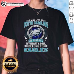 Women's Philadelphia Eagles tee shirt expressing loyalty, featuring 'My heart and soul belong to Eagles' design.