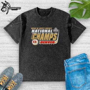 Denver Pioneers 2026 NCAA Frozen Four Men's Ice Hockey National Champions Bracket Washed T-Shirt design.