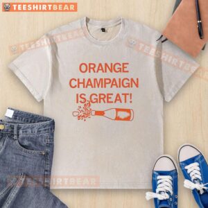 Good Orange Champagne Is Great washed t-shirt featuring vibrant colors and a stylish design for casual wear.