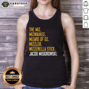 Jacob Misiorowski wearing a tank top featuring a fun design inspired by Nice-The-Miz and Mizzler characters.