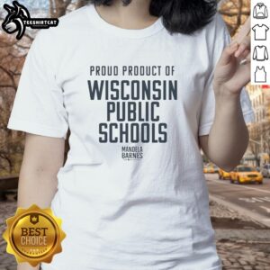 Premium Proud Product of Wisconsin Public School Ladies Tee featuring a stylish design for proud school supporters.