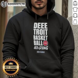 Alt Text: Awesome Detroit Pistons Dee Troit Basketball All Dawg 2026 NBA Playoffs logo hoodie stylish sports apparel.