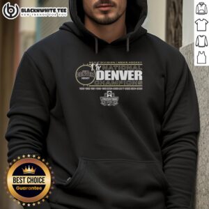 Premium Denver Pioneers hoodie celebrating 11-time NCAA Frozen Four men's ice hockey national champions.