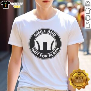 Top Smile And Wait For Flash Logo T-Shirt featuring a vibrant graphic design and comfortable fit for casual wear.