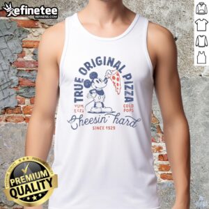Original Disney Mickey Mouse True Original Pizza Cheesin Hard Tank Top featuring iconic Mickey design in vibrant colors.