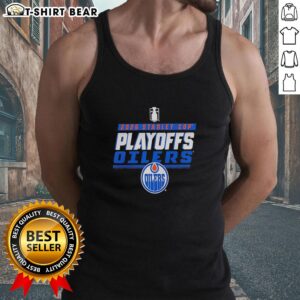 Alt Text: 2026 NHL Stanley Cup Playoffs retro tank top featuring the Edmonton Oilers logo, perfect for fans and summer wear.