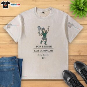 Washed t-shirt featuring Michigan State Spartans logo, perfect for tennis fans in East Lansing, MI.