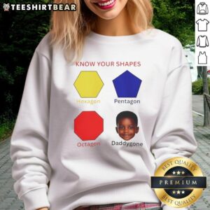 Alt Text: Awesome Know Your Shapes Sweatshirt featuring hexagon, pentagon, and octagon designs for graphic tee lovers.