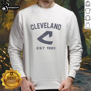 Premium Cleveland Guardians Cooperstown Duster Sweatshirt in navy blue with vintage logo, perfect for fans and collectors.