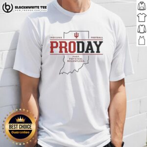 Official Fernando Mendoza Indiana Pro Day Football T-Shirt featuring team colors and logo, perfect for fans and players.