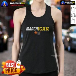Alt Text: Stylish Nice Michigan Wolverines Marchigan tank top featuring team colors and logo, perfect for game day attire.