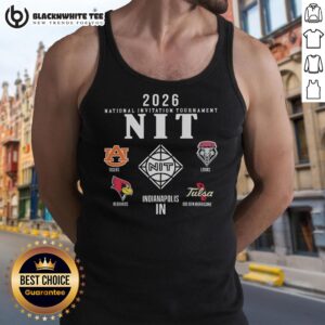 Alt Text: 2026 NCAA Division I Men's Basketball NIT Champion logo on a stylish tank top design, perfect for fans.