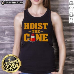 Official Hoist The Cone Bold Typography Sports Fan Graphic Tank Top in vibrant colors, perfect for game day attire.