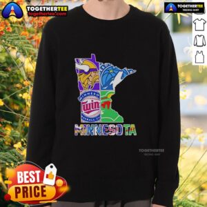 Good Minnesota Sports Teams graphic transfer on a cozy sweatshirt, perfect for showing team pride in style.
