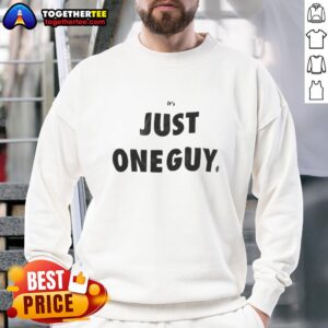 Awesome Its Just One Guy Sweatshirt in a cozy setting, featuring a unique graphic design and vibrant colors.