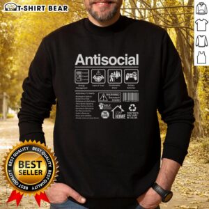 Cozy sweatshirt featuring top antisocial traits design, perfect for expressing introverted personality in style.