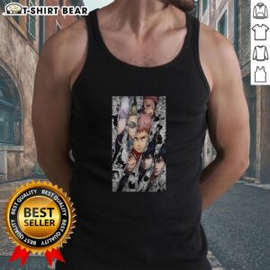 Original Jujutsu Kaisen characters manga panel on a stylish burst tank top design for fans and collectors.