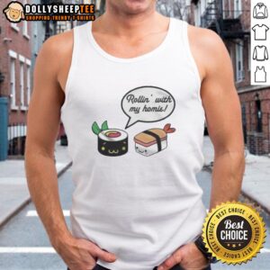 Funny Rollin With My Homie tank top featuring a playful graphic design, perfect for casual wear and summer outings.