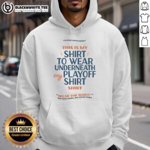 Fan wearing Oklahoma City Thunder shirt under playoff hoodie, showcasing team spirit and style for game day.
