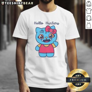 Awesome Hello Hunters Hello Kitty T-Shirt featuring a cute Hello Kitty graphic in vibrant colors on a soft fabric.