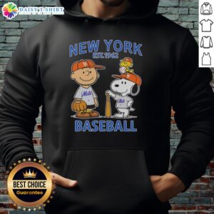 Pretty Charlie Brown and Snoopy X New York Mets Basketball Est 1962 Hoodie featuring vibrant graphics and cozy design.