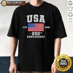 Awesome 4th of July t-shirt featuring the US flag, celebrating America's 250th anniversary with a patriotic design.