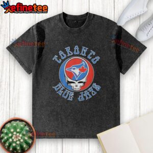 Pretty Toronto Blue Jays x Grateful Dead Steal Your Face logo mashup on a stylish washed t-shirt design.