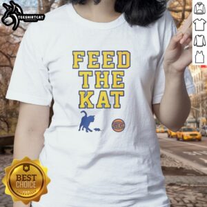 Official New York Knicks Feed The Kat Ladies Tee featuring vibrant team colors and stylish design for female fans.