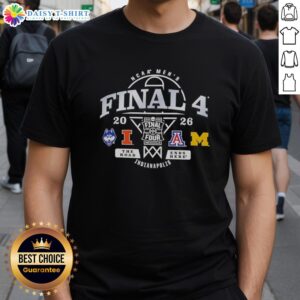 Top Indianapolis 2026 NCAA Men's Final 4 'The Road Ends Here' T-shirt featuring vibrant graphics and bold design.