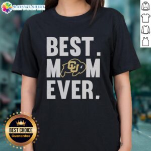 Nice Colorado Buffaloes Mom Ever logo on a ladies tee, perfect for Mother's Day gifts for CU fans.
