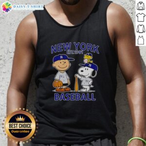 Alt Text: Charlie Brown, Snoopy, and Woodstock wearing a New York Yankees baseball jersey tank top, Est. 1901 design.