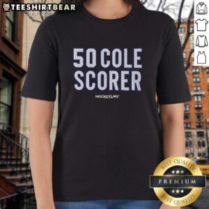 Alt Text: Premium Cole Caufield 50 Score Montreal Canadiens hockey ladies tee featuring a stylish design for fans.
