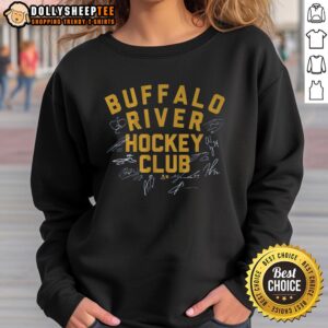 Alt Text: Cozy Top Buffalo River Hockey Club sweatshirt in team colors, perfect for fans and players alike.