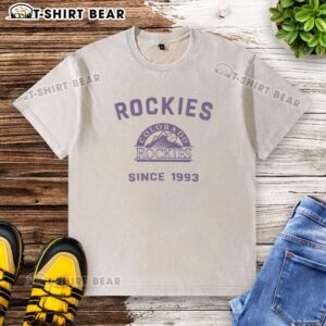 Pretty Colorado Rockies Cooperstown Duster Washed T-Shirt in vibrant colors, perfect for casual outdoor wear.