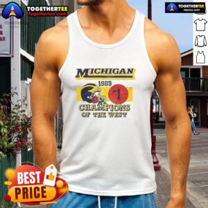 Vintage 1989 Michigan Wolverines NCAA Champions tank top showcasing iconic team colors and logo for sports fans.