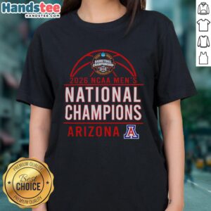 Original Arizona Wildcats 2026 NCAA Men's Basketball National Champions ladies tee featuring team colors and logo.