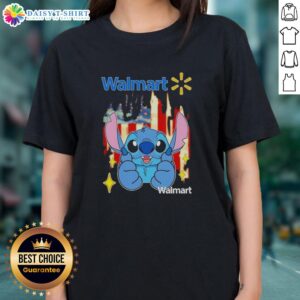 Alt Text: Good Stitch Like Walmart USA Flag Ladies Tee featuring vibrant colors and comfortable fit for patriotic style.