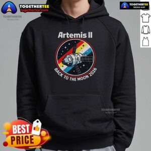 Stylish Hot Artemis II Back To The Moon 2026 hoodie showcasing lunar mission graphics and bold space-themed design.