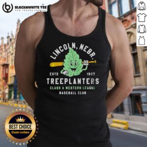 Vintage tank top featuring the defunct Good Lincoln Treeplanters Nebraska baseball team, established in 1907.