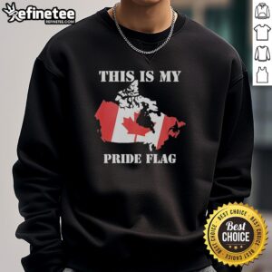 Alt Text: Retro sweatshirt featuring the Canada flag and This Is My Pride design, perfect for celebrating pride and inclusivity.