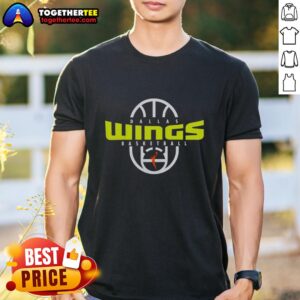 Alt Text: Pretty Dallas Wings Basketball 2026 On-Court Authentic Practice Logo T-Shirt featuring vibrant team colors and design.
