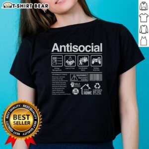 Stylish ladies tee featuring top antisocial traits graphic, perfect for expressing individuality and unique personality.