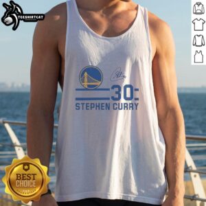 Stephen Curry Golden State Warriors tank top featuring his signature name and number in bold design.