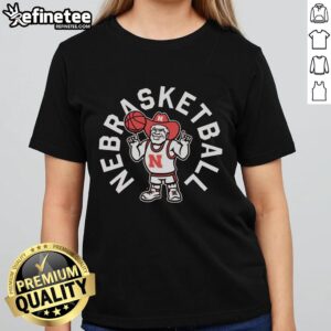 Alt Text: Stylish Nebraska basketball Herbie Husker ladies tee featuring vibrant graphics and comfortable fit for fans.